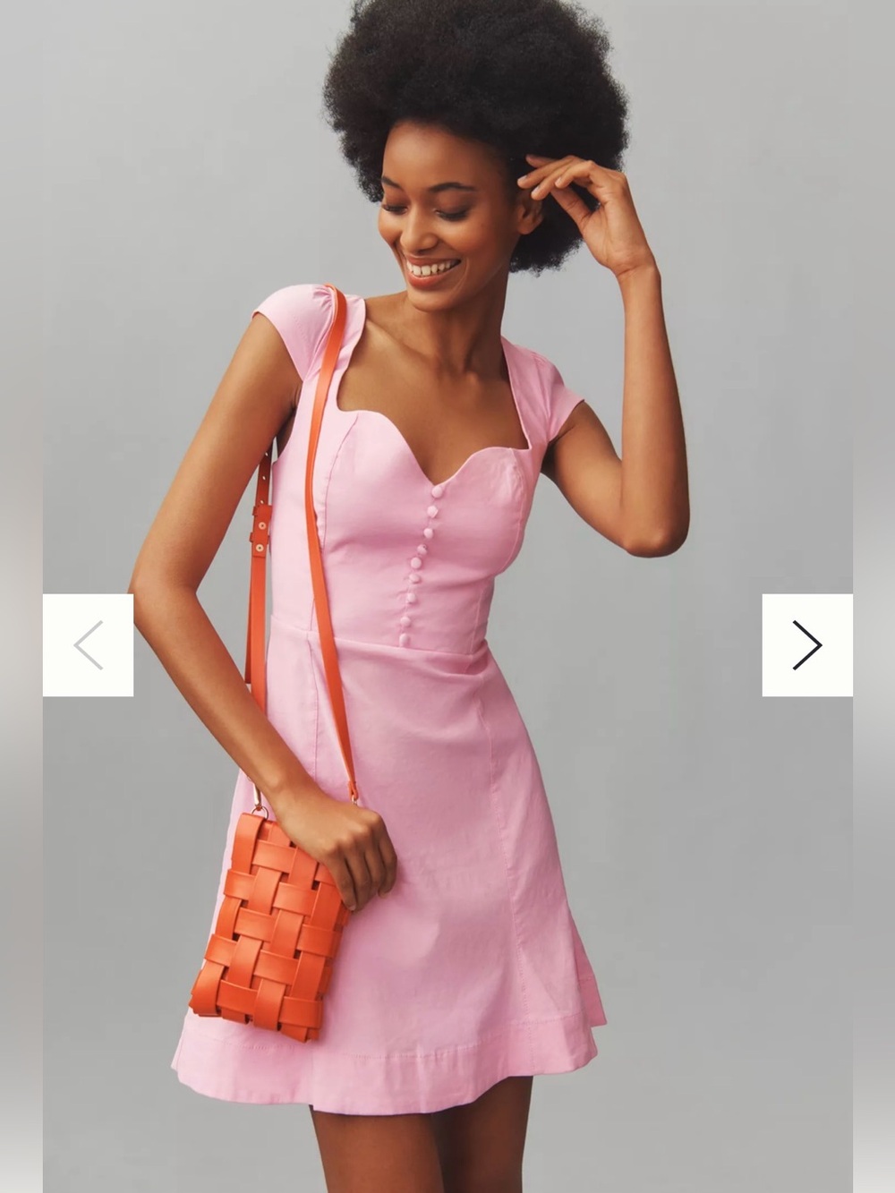 Anthropologie Sweetheart Pink Mini Dress with Button Front